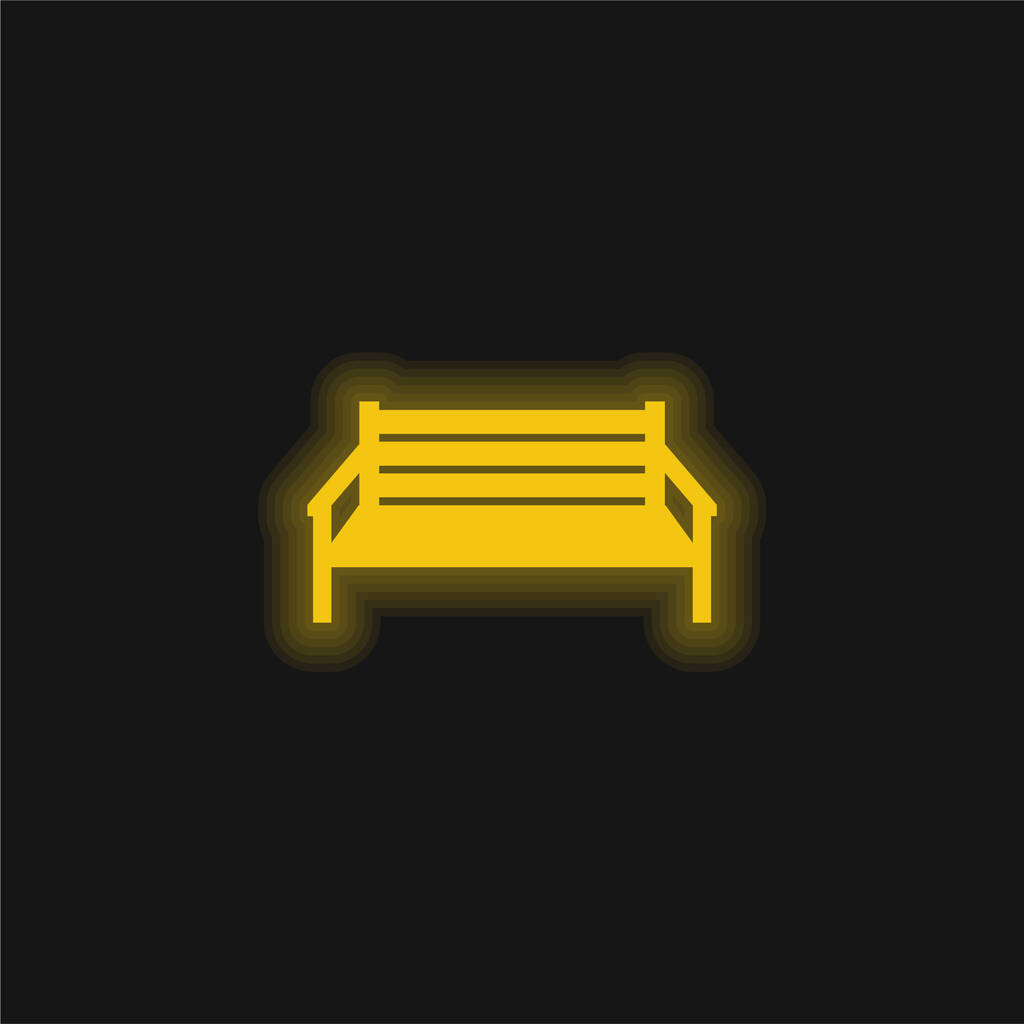 Banc jaune brillant icône néon - Vecteur, image
