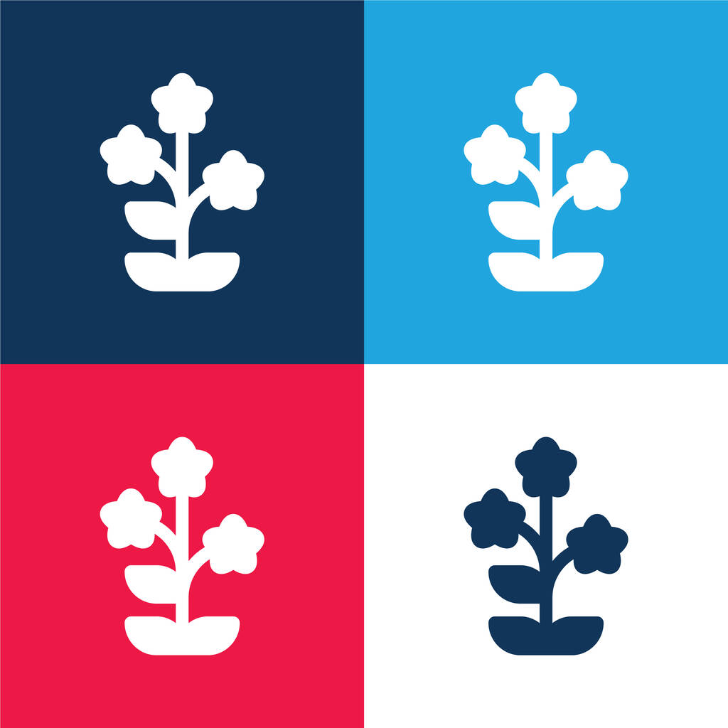 Alpine Forget Me Not blue and red four color minimal icon set - Vector, Image