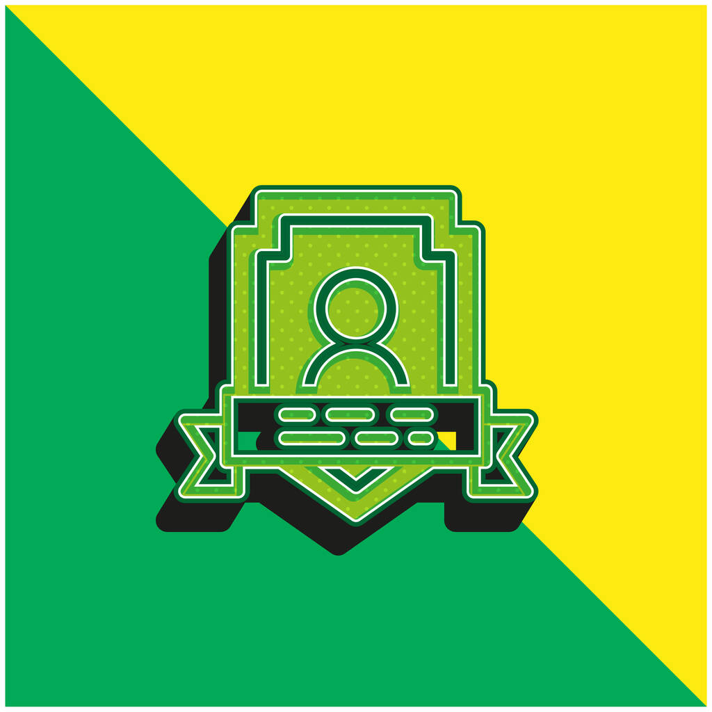 Badges Groen en geel modern 3D vector icoon logo - Vector, afbeelding