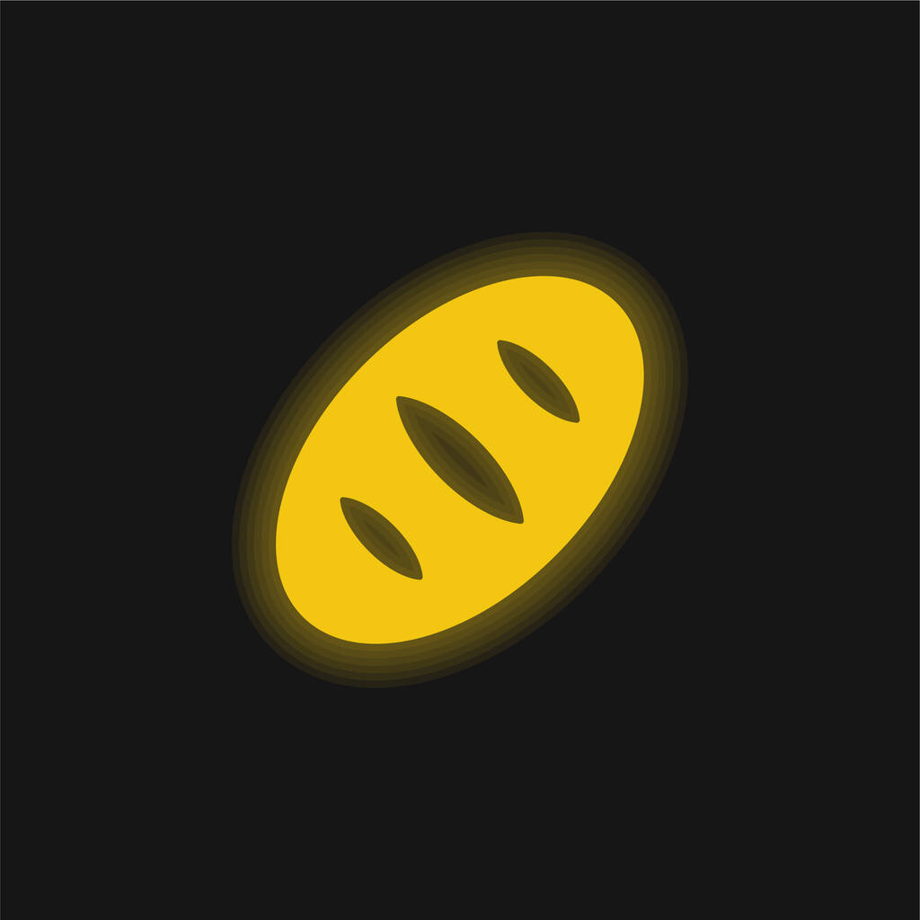 Leipä keltainen hehkuva neon kuvake - Vektori, kuva
