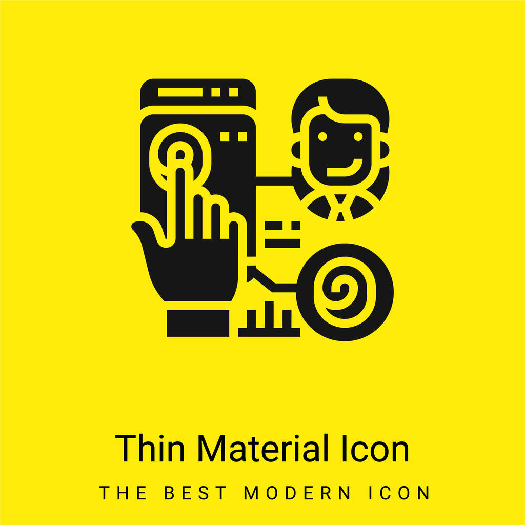 Biometric minimal bright yellow material icon - Vector, Image