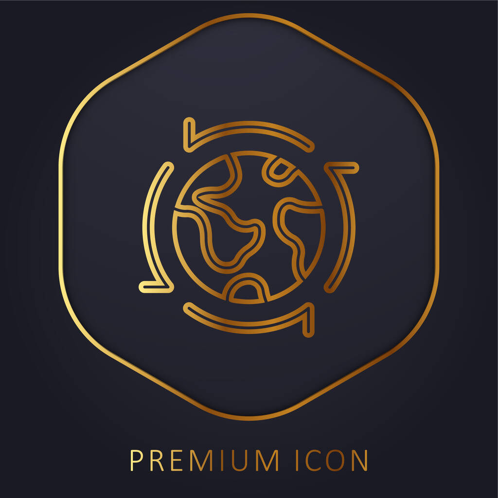 "Around the World gold line premium logo or icon" - Вектор, зображення