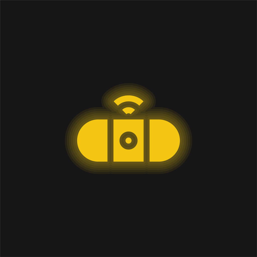Bluetooth amarillo brillante icono de neón - Vector, Imagen