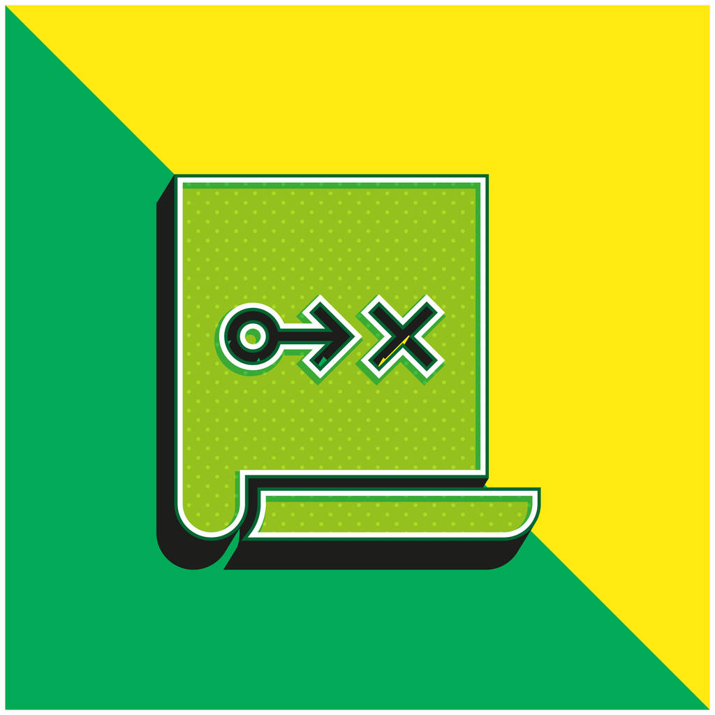 Plan de acción verde y amarillo moderno 3d vector icono logo - Vector, Imagen
