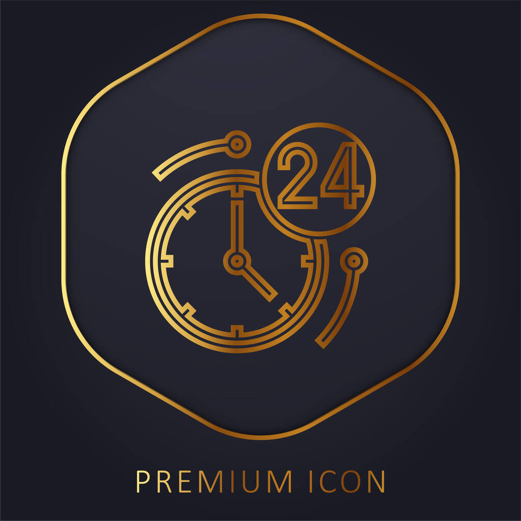 24 Uur gouden lijn premium logo of pictogram - Vector, afbeelding