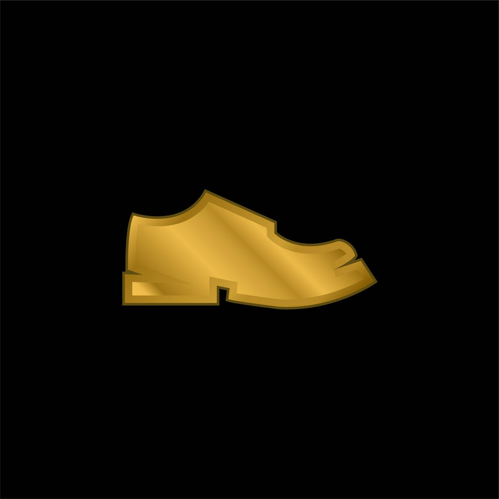 Negro zapato masculino vista lateral silueta chapado en oro icono metálico o logo vector - Vector, imagen