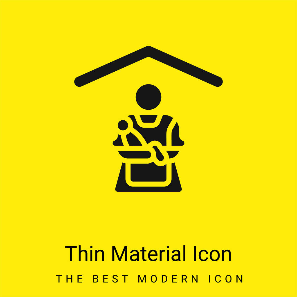Babysitting minimal bright yellow material icon - Vector, Image