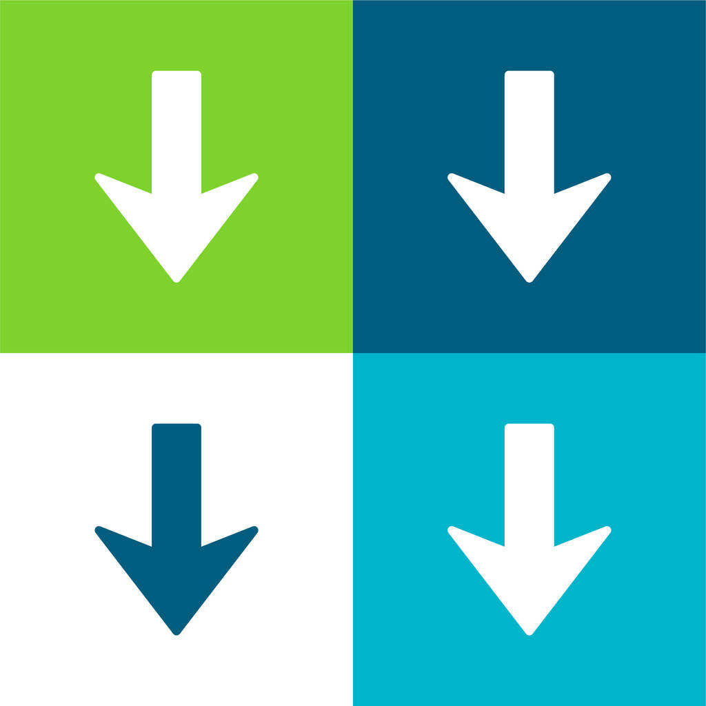 Arrow Down Lapos négy szín minimális ikon készlet - Vektor, kép