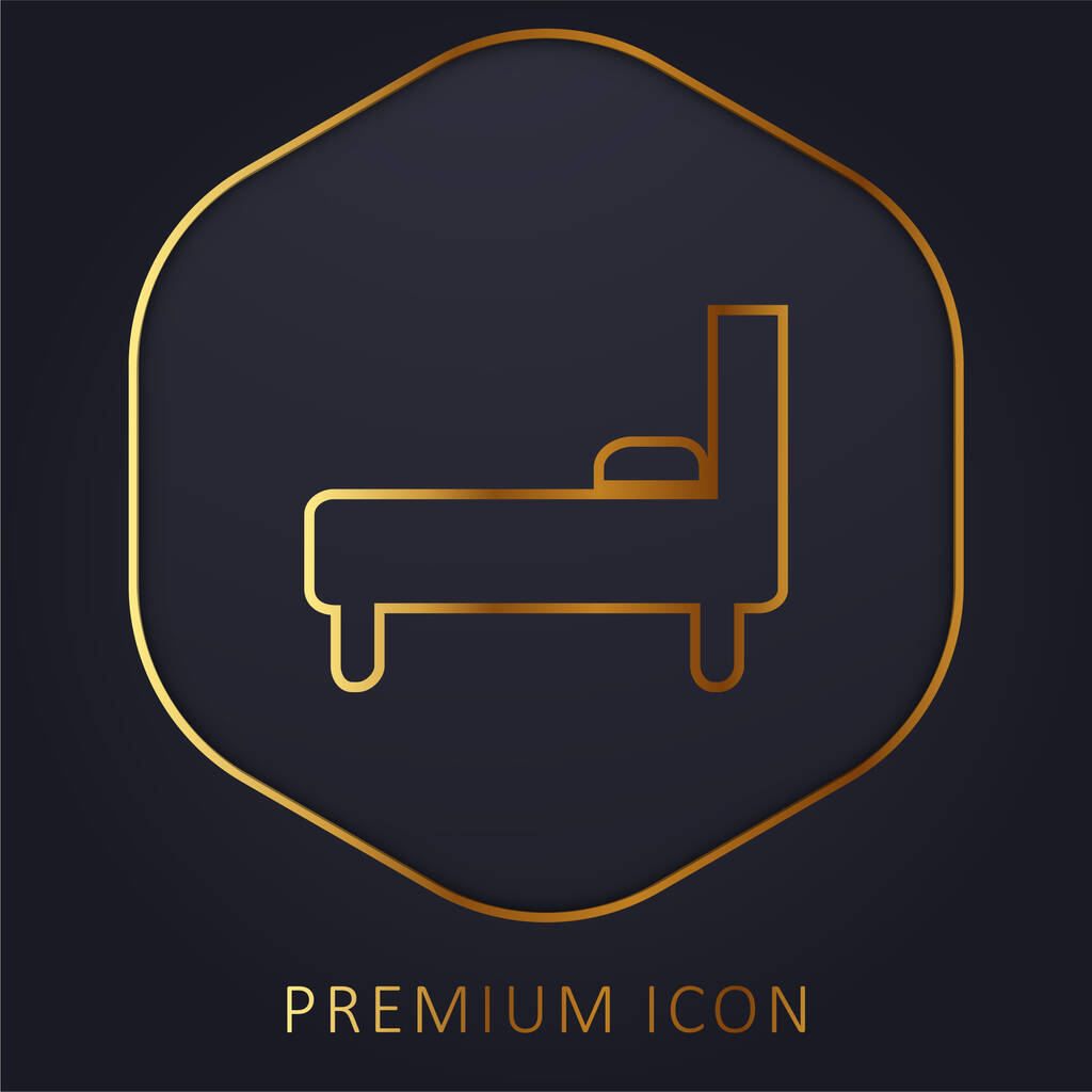 Letto vista laterale linea dorata logo premium o icona - Vettoriali, immagini