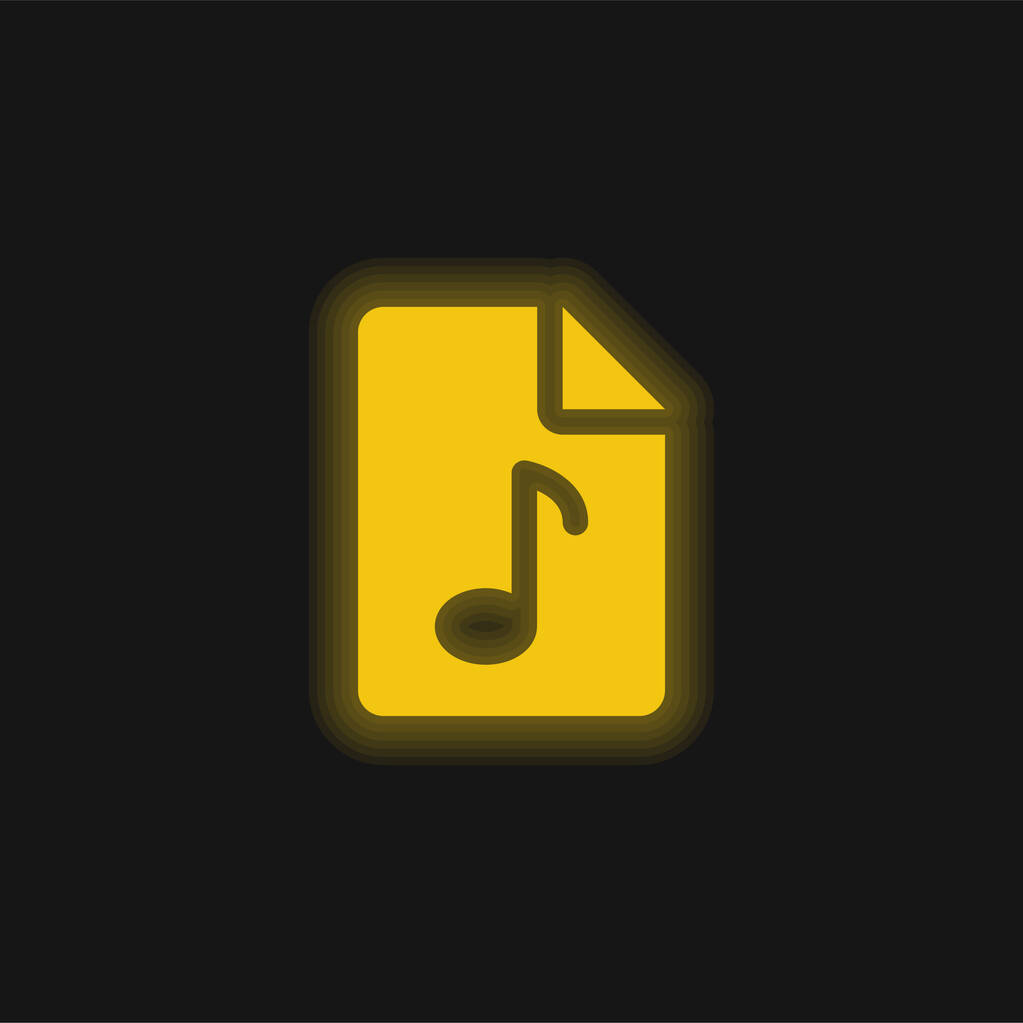 Archivo de audio amarillo brillante icono de neón - Vector, imagen