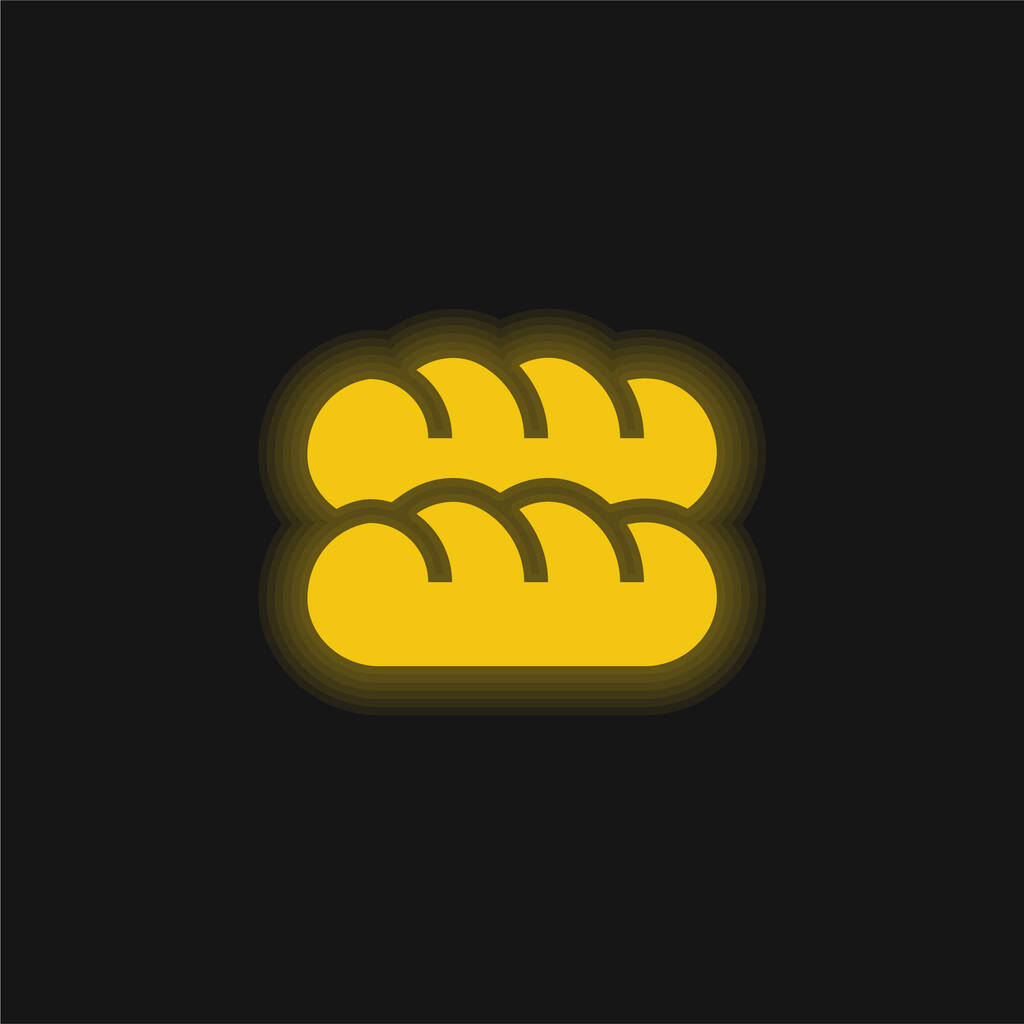 Baguette žlutá zářící neonová ikona - Vektor, obrázek