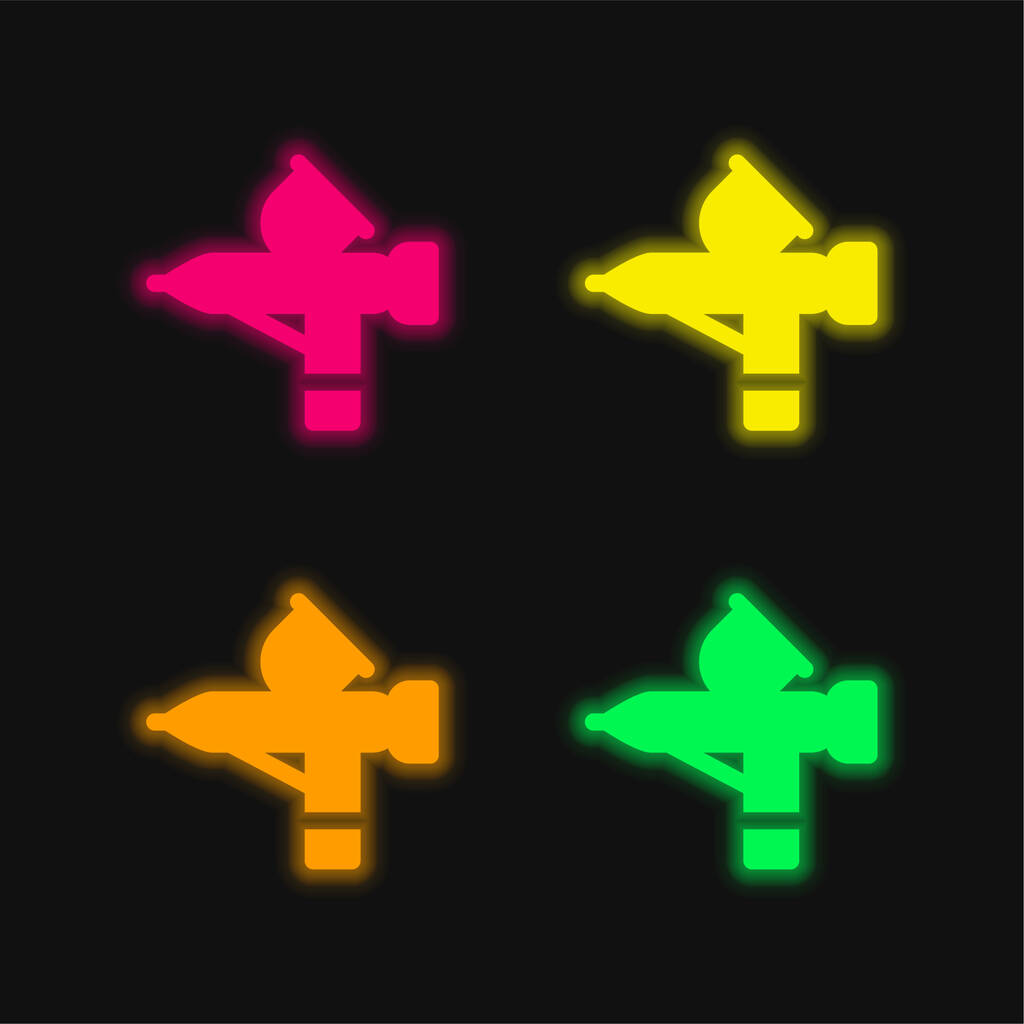 Airbrush four color glowing neon vector icon - Vector, Image