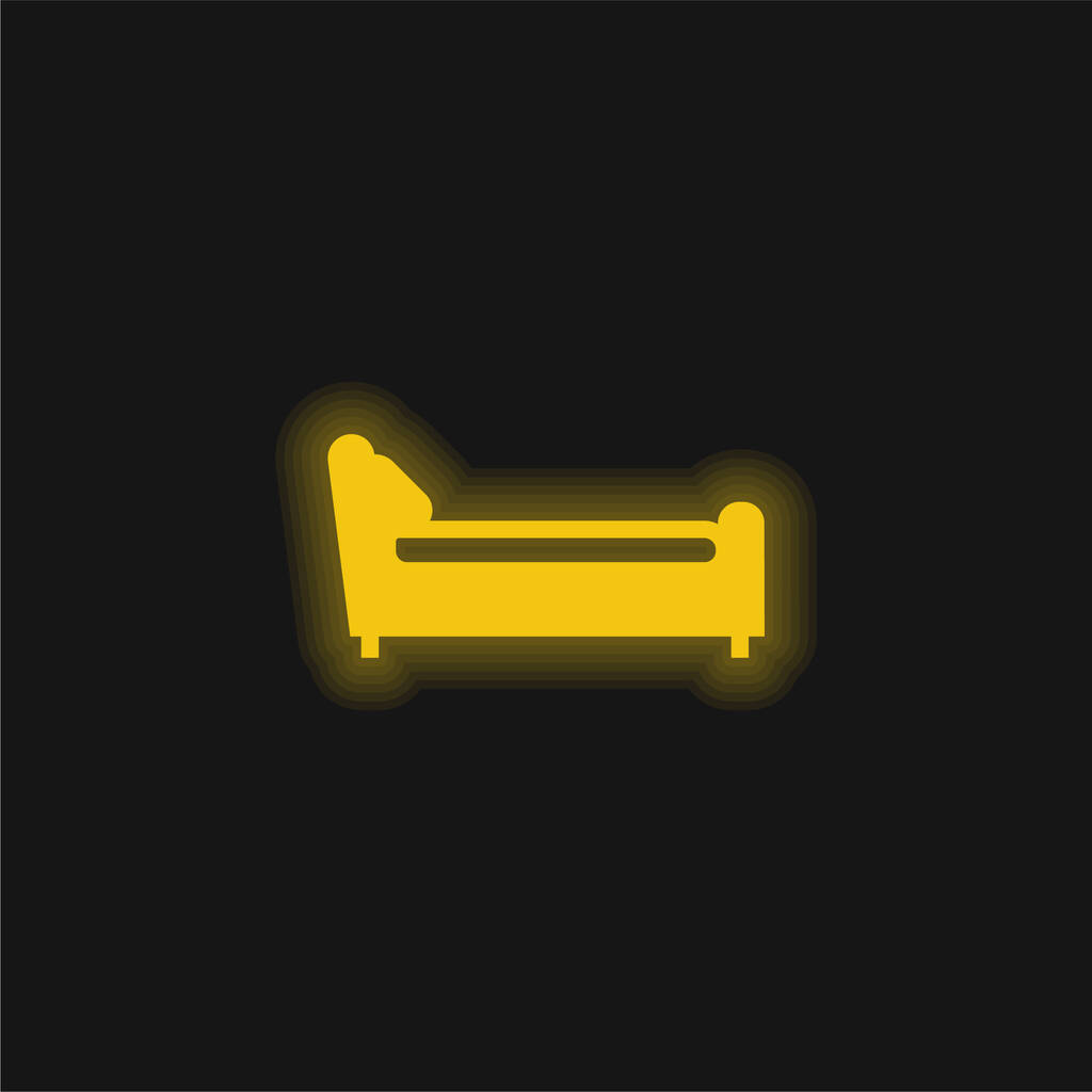 Lit côté gauche jaune brillant icône néon - Vecteur, image