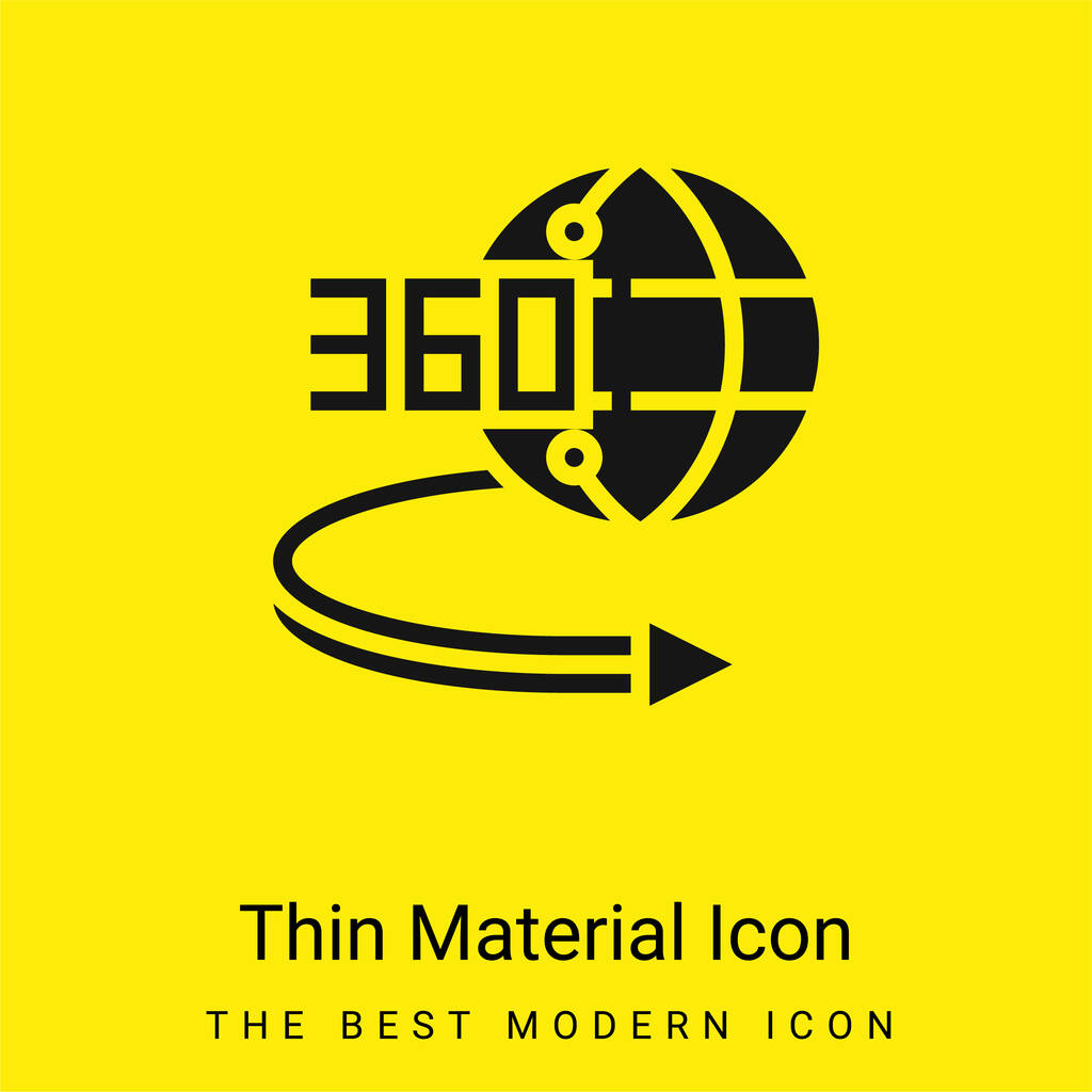 Ícone de material amarelo brilhante mínimo de 360 graus - Vetor, Imagem