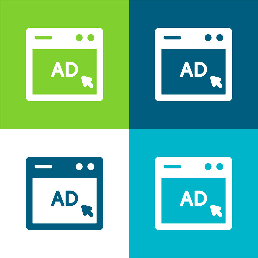 Приложение AD Плоский четырехцветный минимальный набор значков - Вектор,изображение