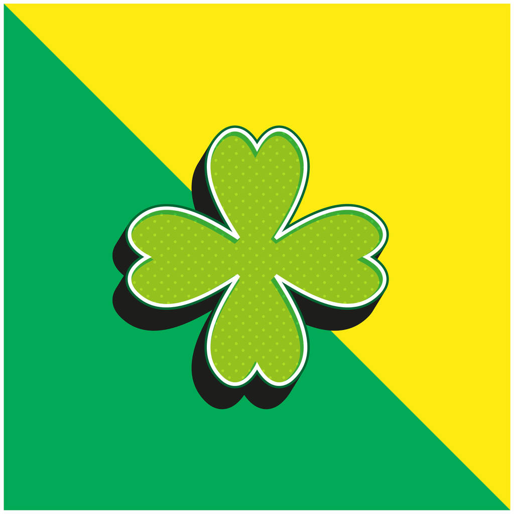 4 Φύλλο Clover Πράσινο και κίτρινο σύγχρονο 3d διάνυσμα λογότυπο εικονίδιο - Διάνυσμα, εικόνα