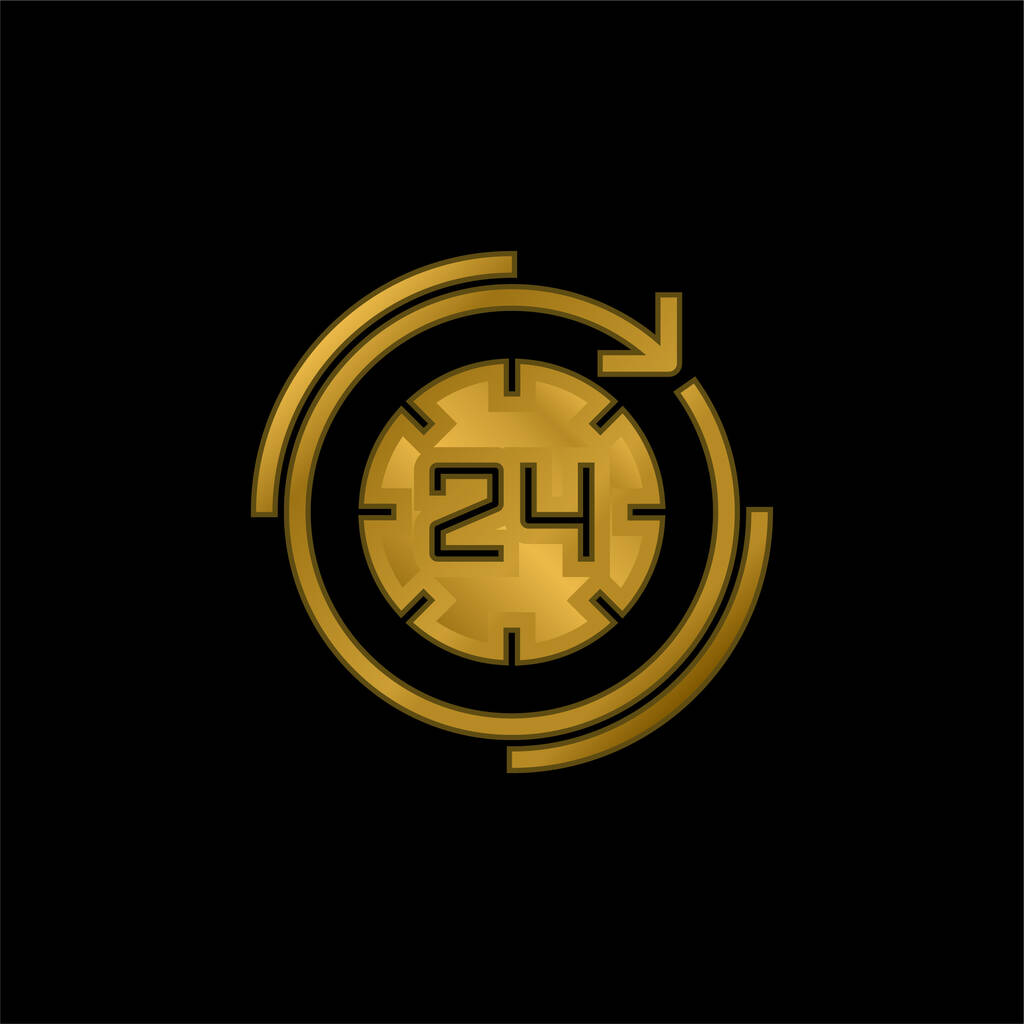 24時間金メッキ金属アイコンやロゴベクトル - ベクター画像