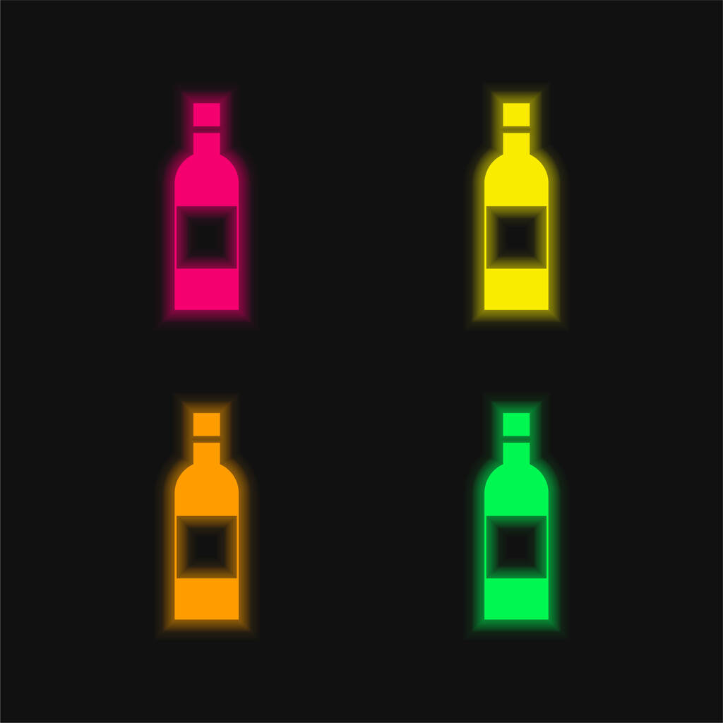 Láhev čtyři barvy zářící neonový vektor ikona - Vektor, obrázek