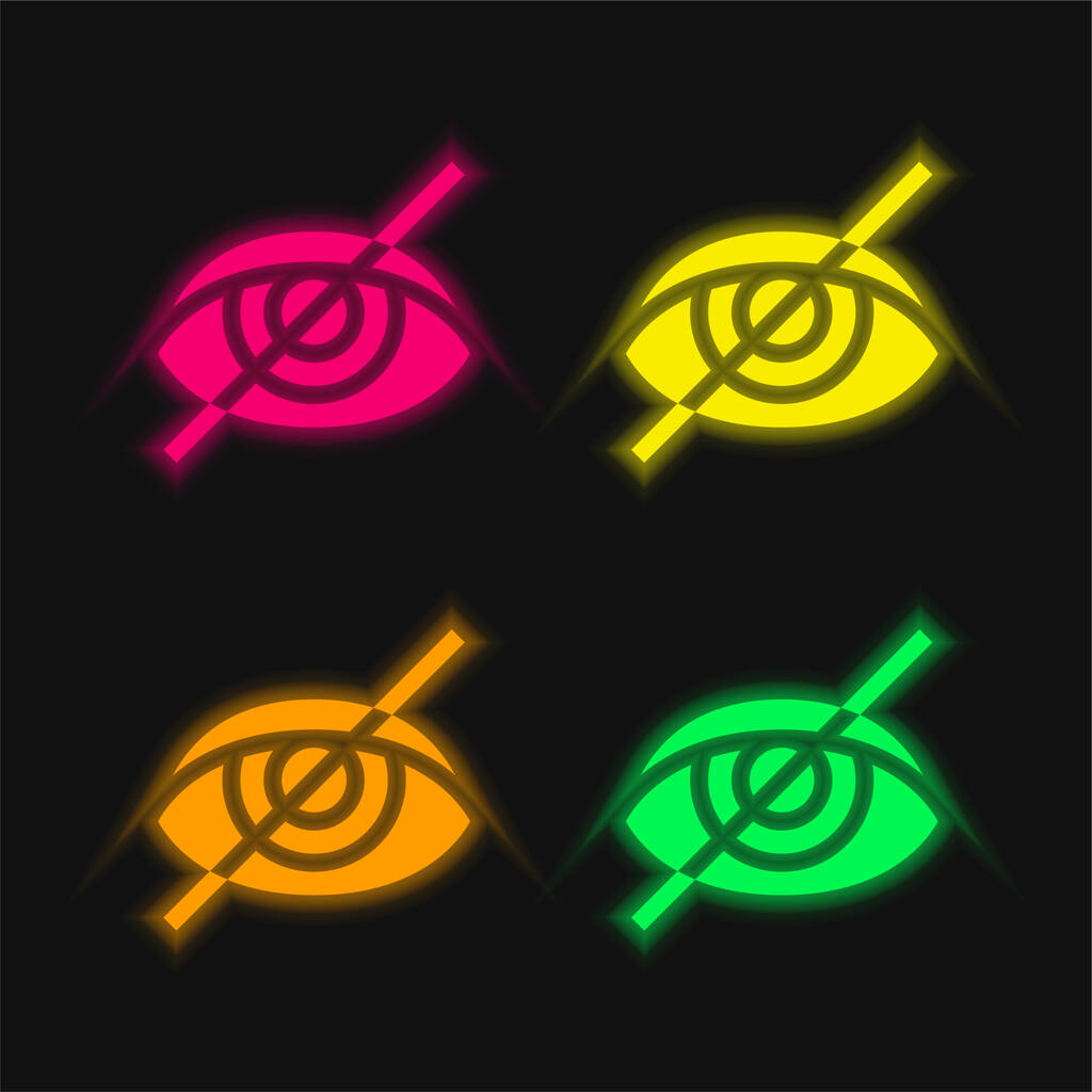 Blinde leuchtende Neon-Vektorsymbole in vier Farben - Vektor, Bild