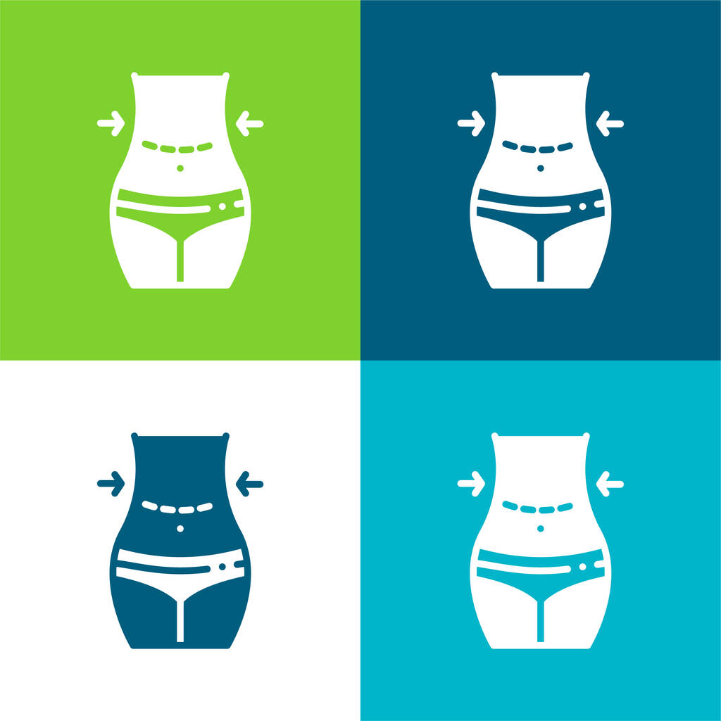 Abdominoplasty Flat four color minimal icon set - Vector, Image