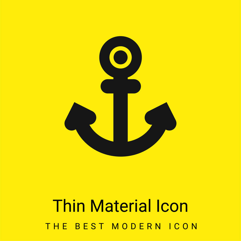 Tatuaje de ancla mínimo icono de material amarillo brillante - Vector, Imagen
