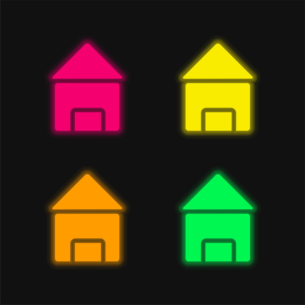 Black House icono de vectores de neón brillante de cuatro colores - Vector, Imagen