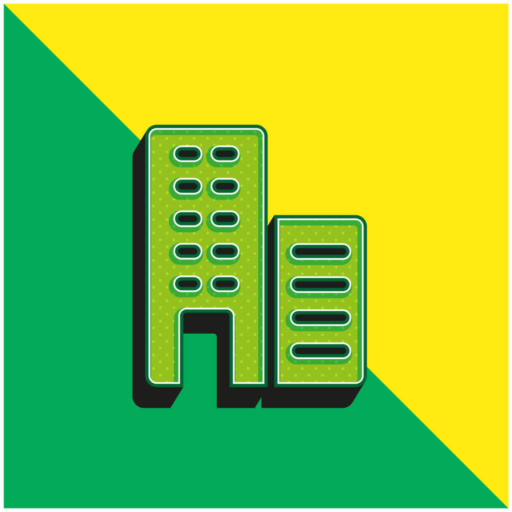 Apartamentos Verde y amarillo moderno vector 3d icono del logotipo - Vector, imagen