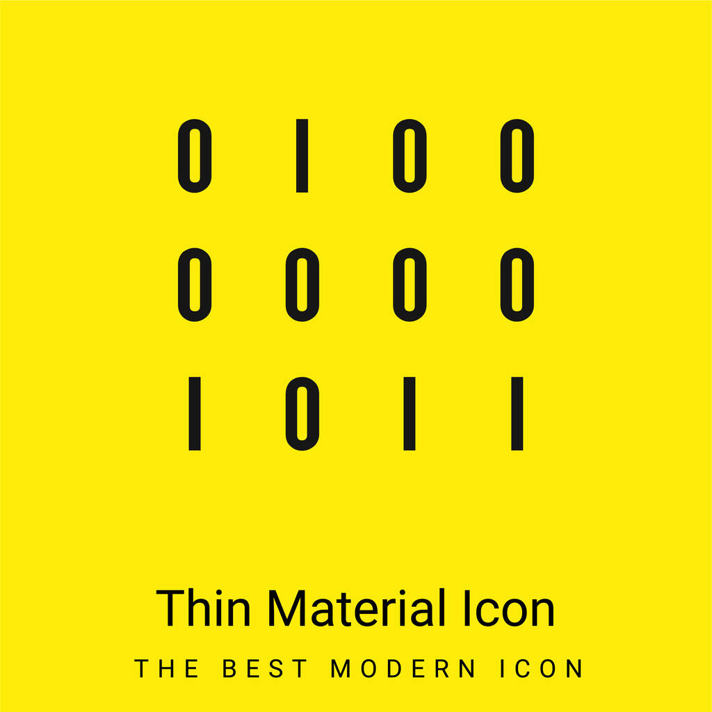 Binary Data Numbers minimal bright yellow material icon - Vector, Image