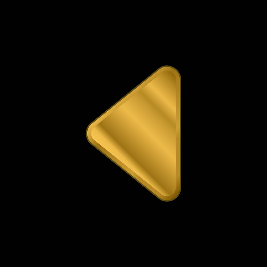 Negro triangular punta de flecha que apunta a la izquierda chapado en oro icono metálico o logo vector - Vector, imagen