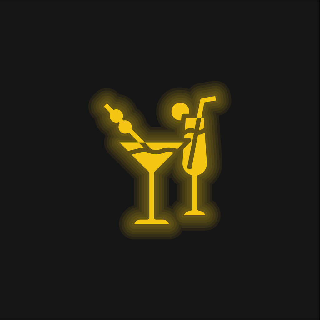 Beverage yellow glowing neon icon - Vector, Image