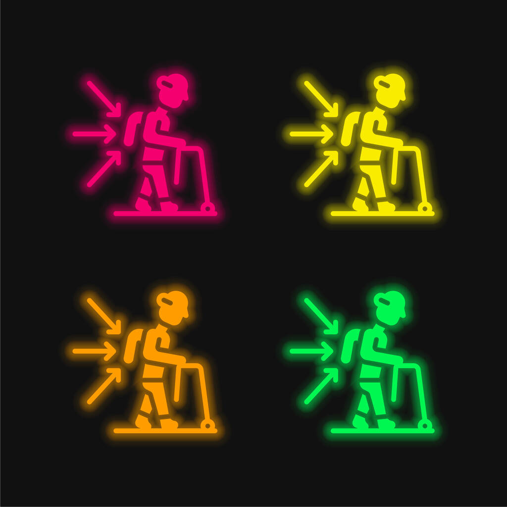 Takaisin neljä väriä hehkuva neon vektori kuvake - Vektori, kuva