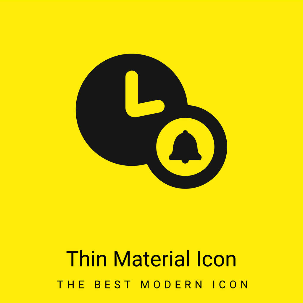 Reloj despertador mínimo icono de material amarillo brillante - Vector, Imagen