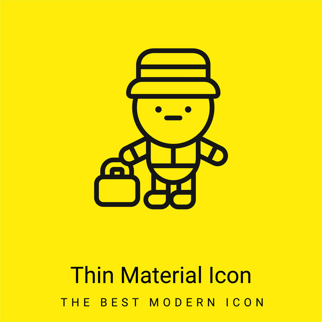 Bell Boy ícone material amarelo brilhante mínimo - Vetor, Imagem