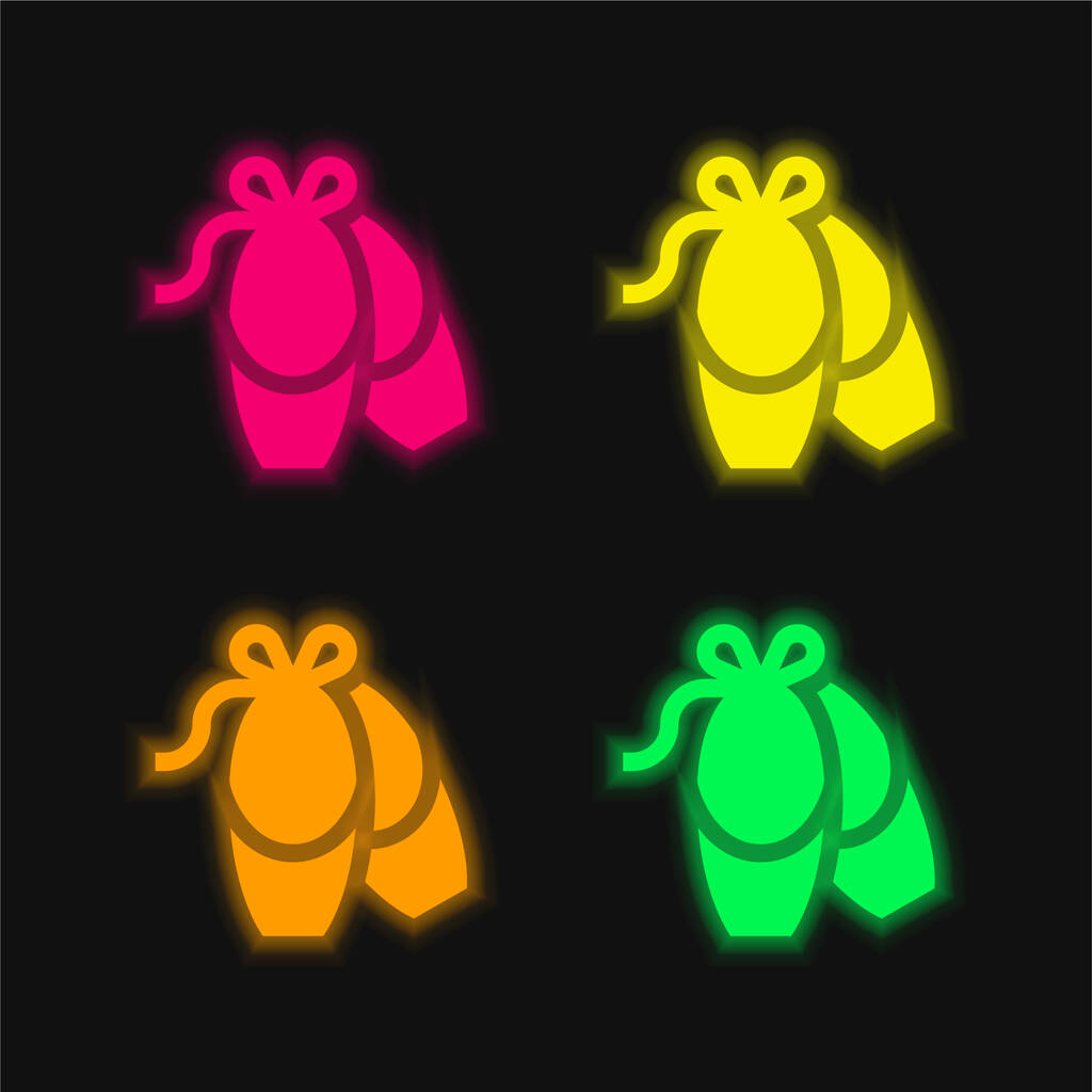 Μπαλαρίνα τεσσάρων χρωμάτων λαμπερό εικονίδιο διάνυσμα νέον - Διάνυσμα, εικόνα