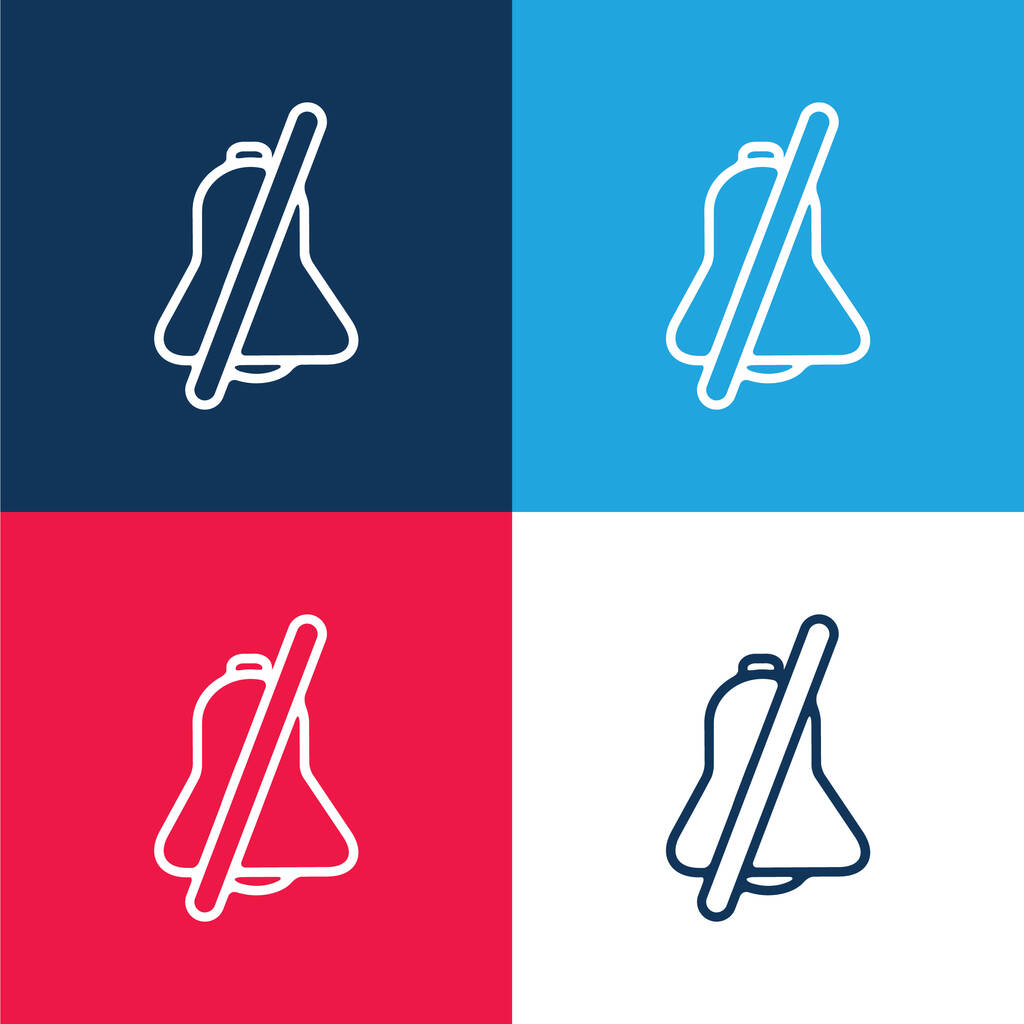Campana con una barra azul y rojo conjunto de iconos mínimo de cuatro colores - Vector, Imagen