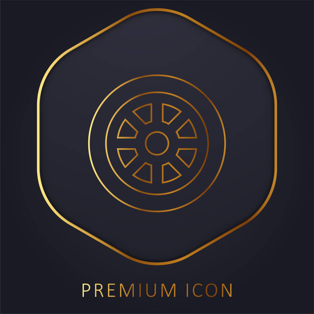 Alloy Wheel golden line premium logo or icon - Vector, Image