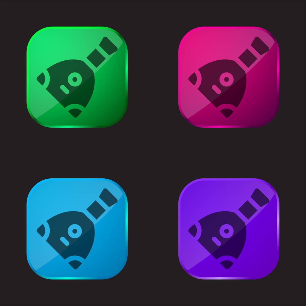 Balalaika čtyři barvy skleněné tlačítko ikona - Vektor, obrázek