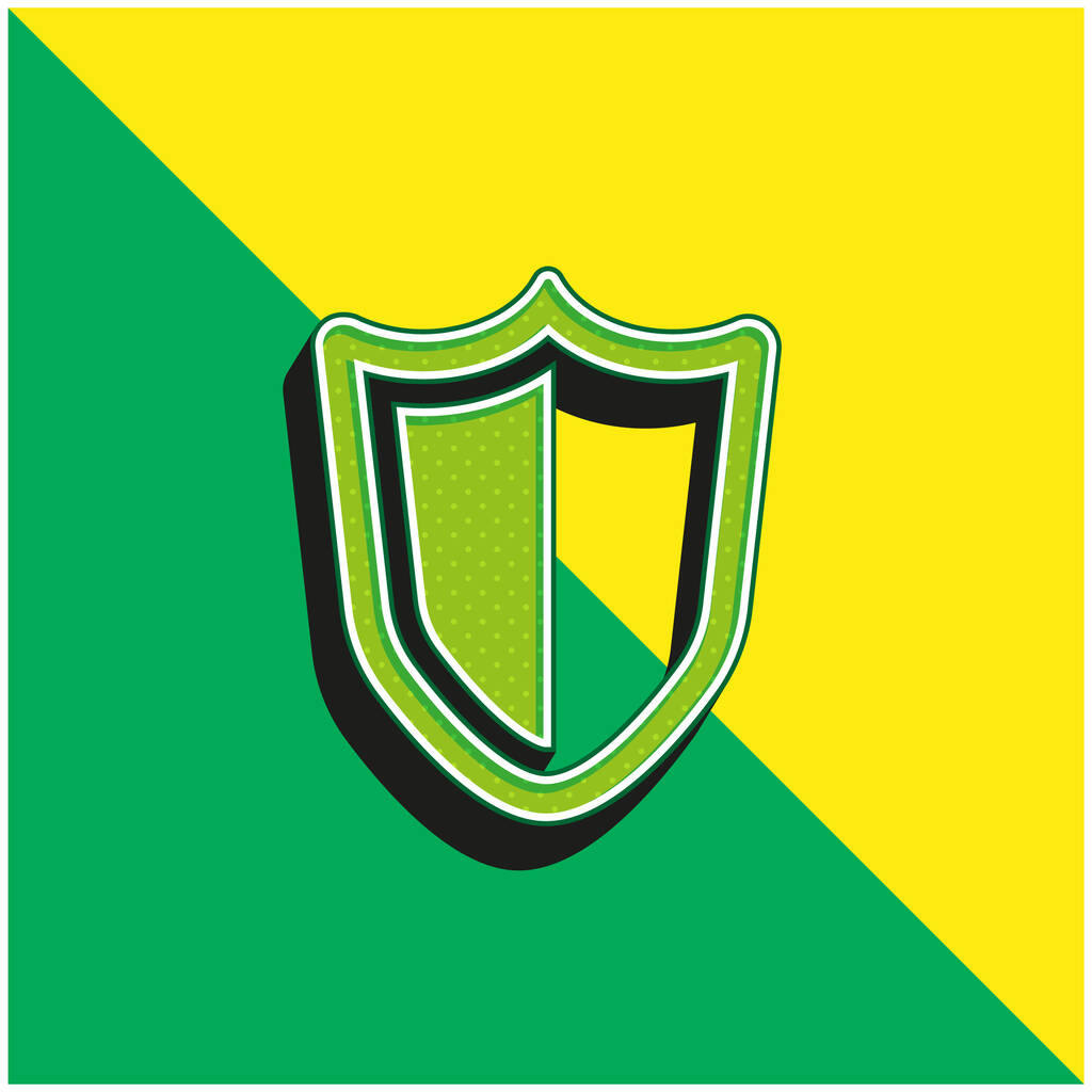 Big Defense Shield Zöld és sárga modern 3D vektor ikon logó - Vektor, kép