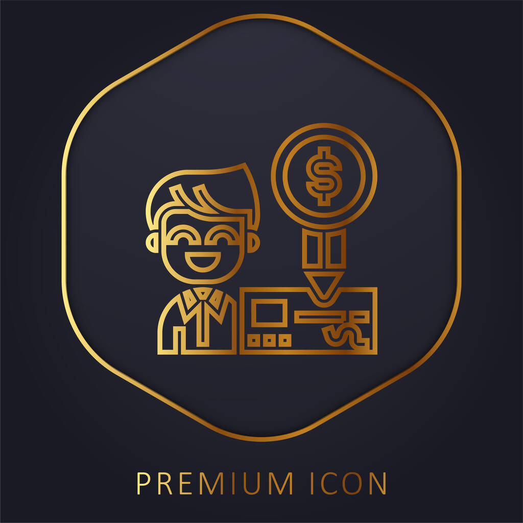 Bank Ellenőrizze arany vonal prémium logó vagy ikon - Vektor, kép