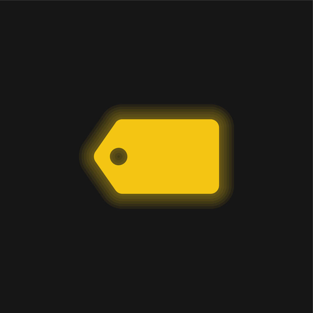 Etiqueta preta na posição horizontal ícone de néon brilhante amarelo - Vetor, Imagem