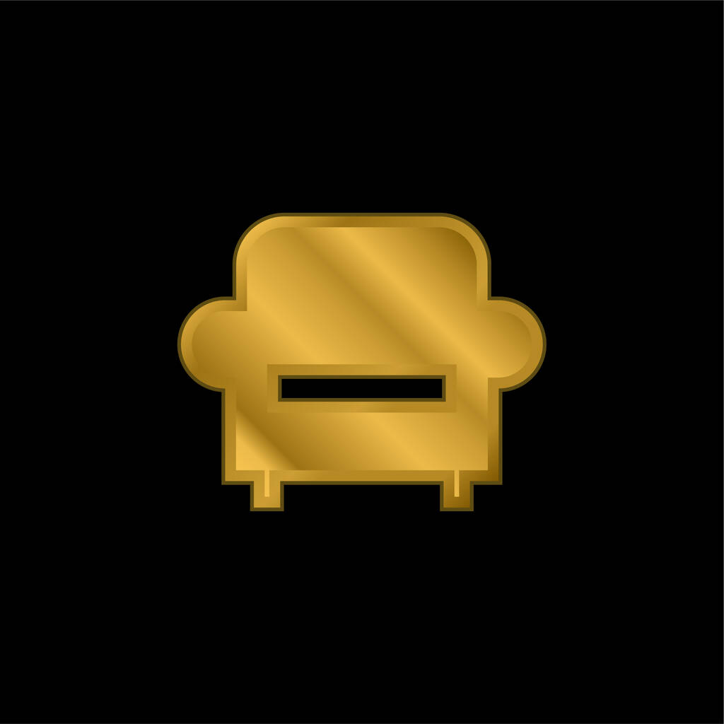Poltrona banhado a ouro ícone metálico ou vetor logotipo - Vetor, Imagem
