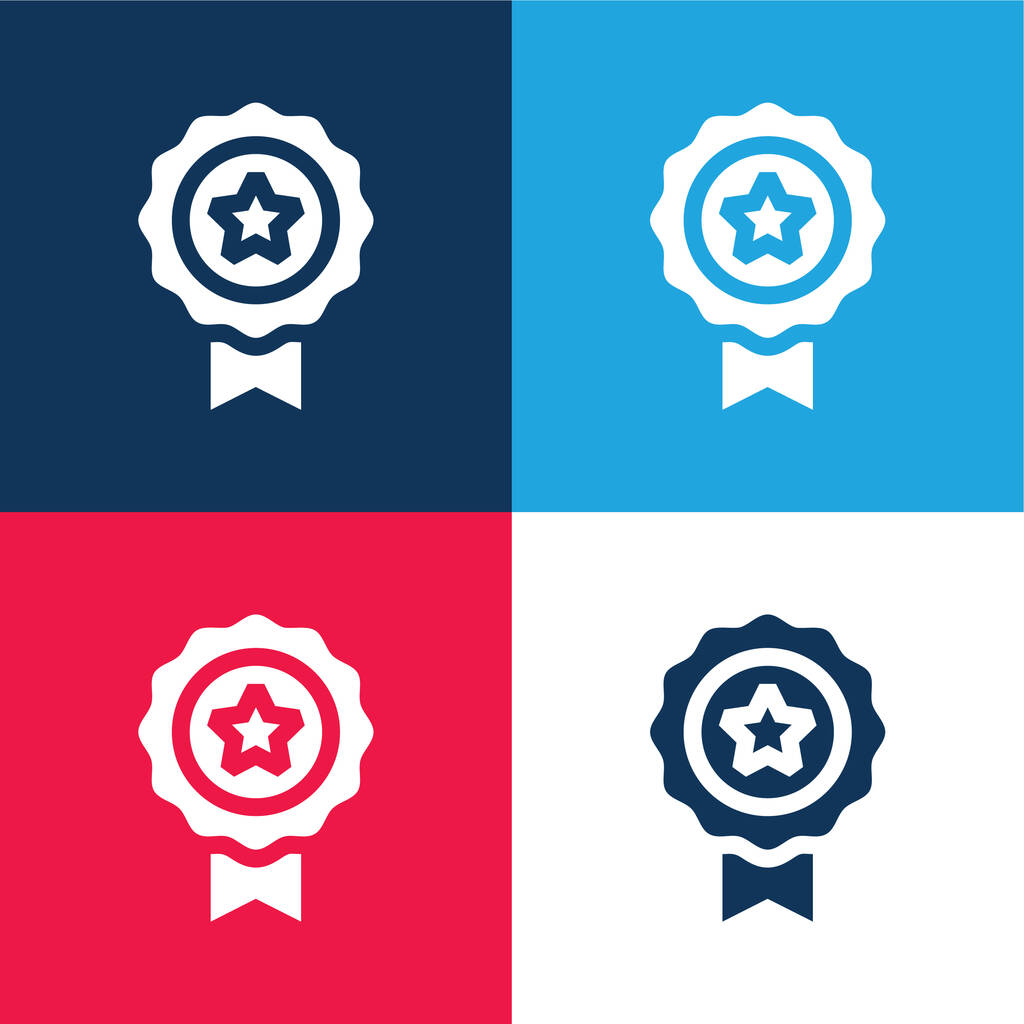 Награда синий и красный четыре цвета минимальный набор значков - Вектор,изображение