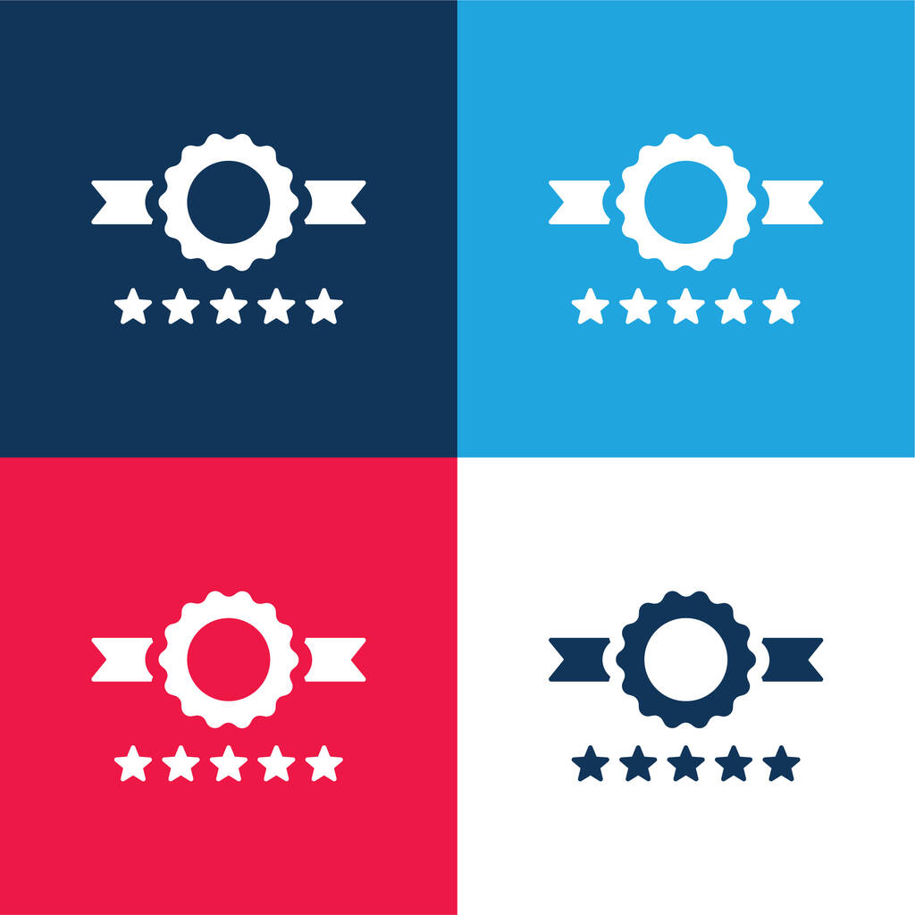 Jelvény kék és piros négy szín minimális ikon készlet - Vektor, kép