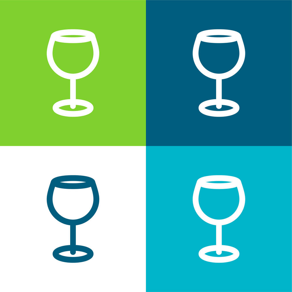 Big Wine Cup Flache vier Farben minimales Symbol-Set - Vektor, Bild