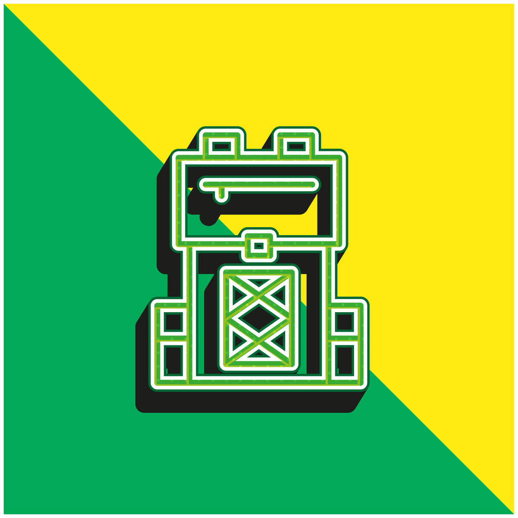Mochila verde y amarillo moderno vector 3d icono logotipo - Vector, imagen