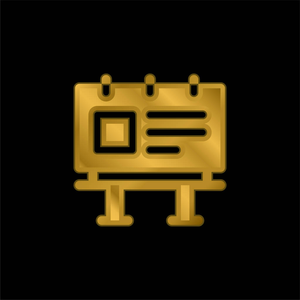 Billboard gold plated metalic icon or logo vector - Vector, Image