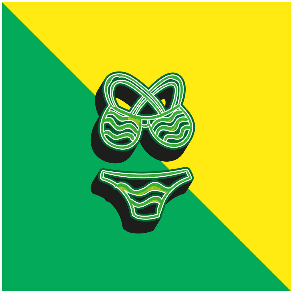 ビキニグリーンと黄色のモダンな3Dベクトルアイコンのロゴ - ベクター画像