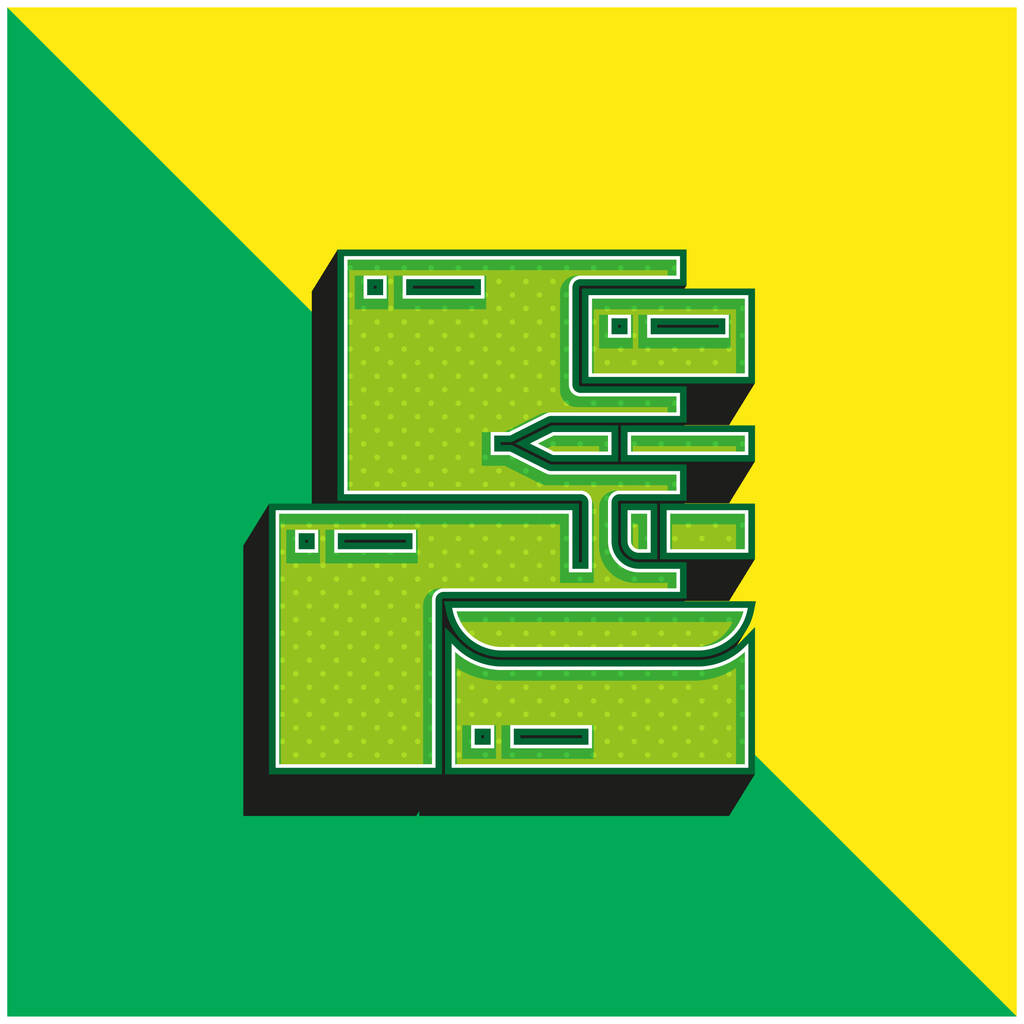 Brand Identity Zöld és sárga modern 3D vektor ikon logó - Vektor, kép