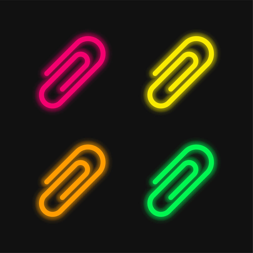 Attachment four color glowing neon vector icon - Vector, Image