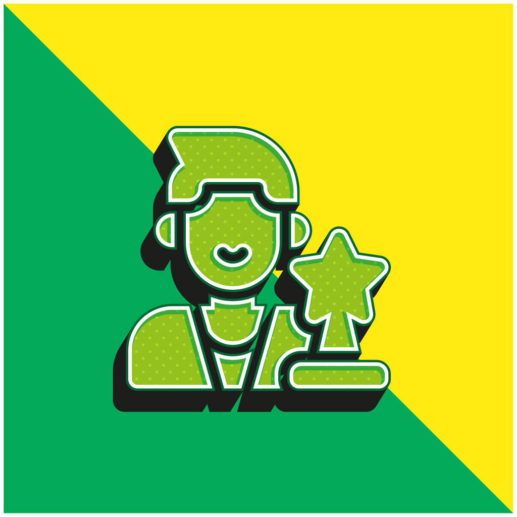 Aktör Yeşil ve Sarı Modern 3D vektör simgesi logosu - Vektör, Görsel